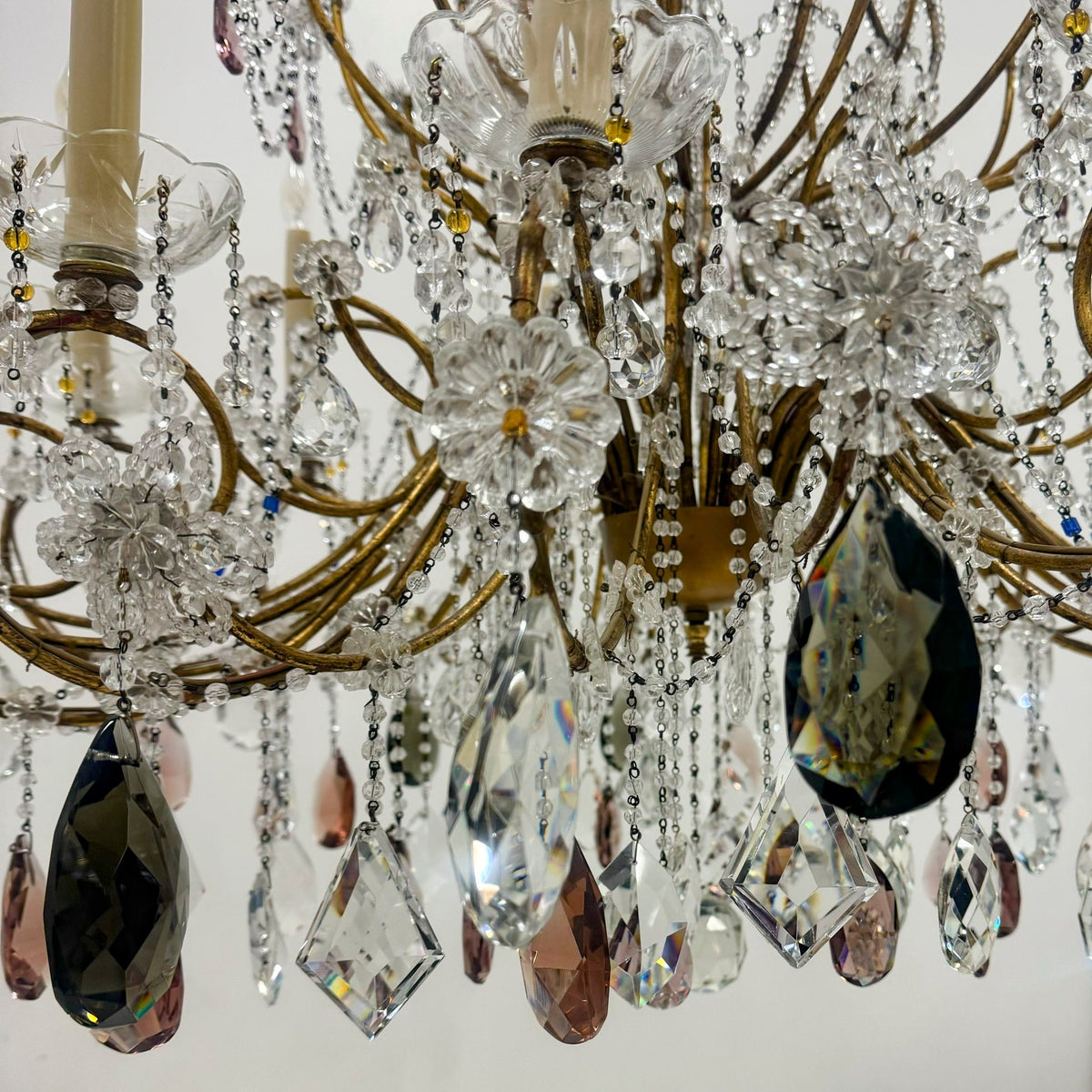 Reclaimed Antique Coloured Crystal Chandelier | 12 Arm | The Architectural Forum