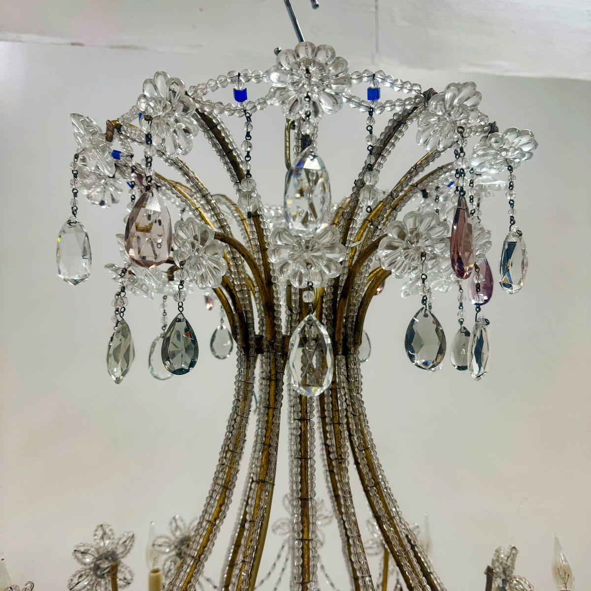 Reclaimed Antique Coloured Crystal Chandelier | 12 Arm | The Architectural Forum