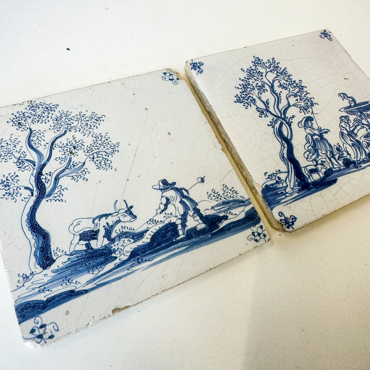 Set of 2 Antique 18th Century Dutch Delft Tiles | The Architectural Forum