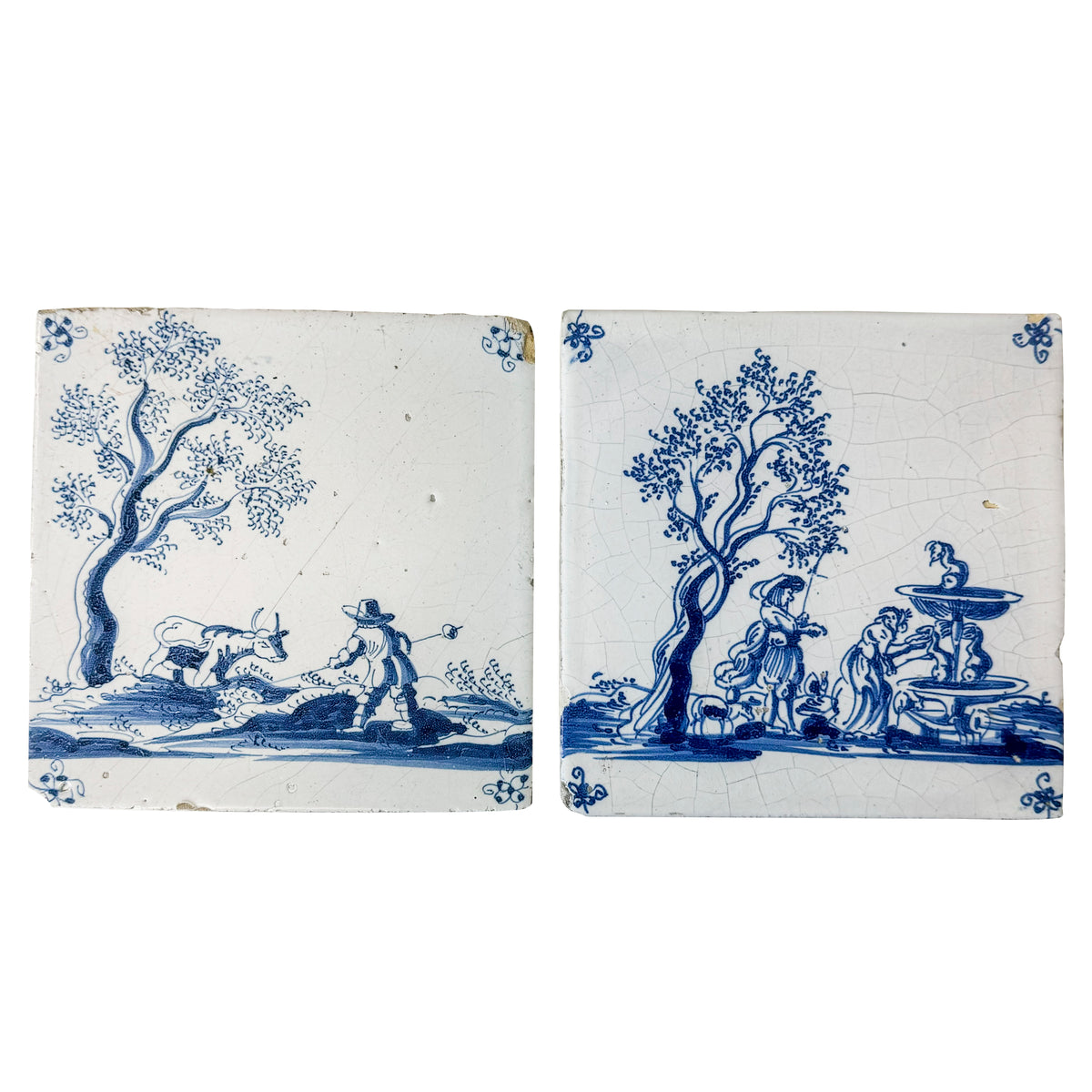 Set of 2 Antique 18th Century Dutch Delft Tiles | The Architectural Forum