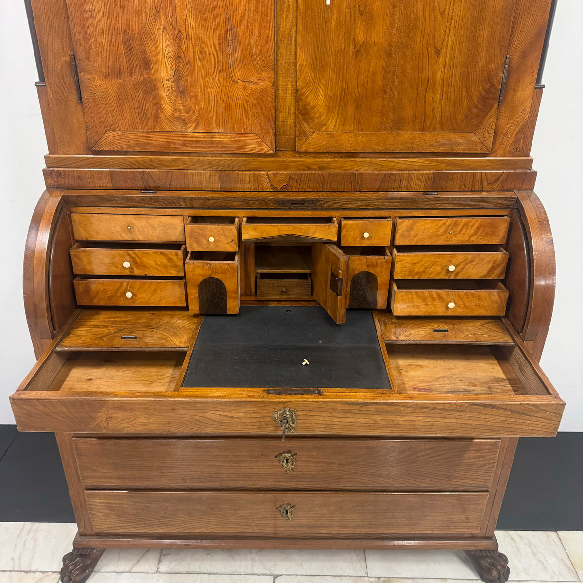 18th Century European Cylinder Bureau Bookcase | The Architectural Forum