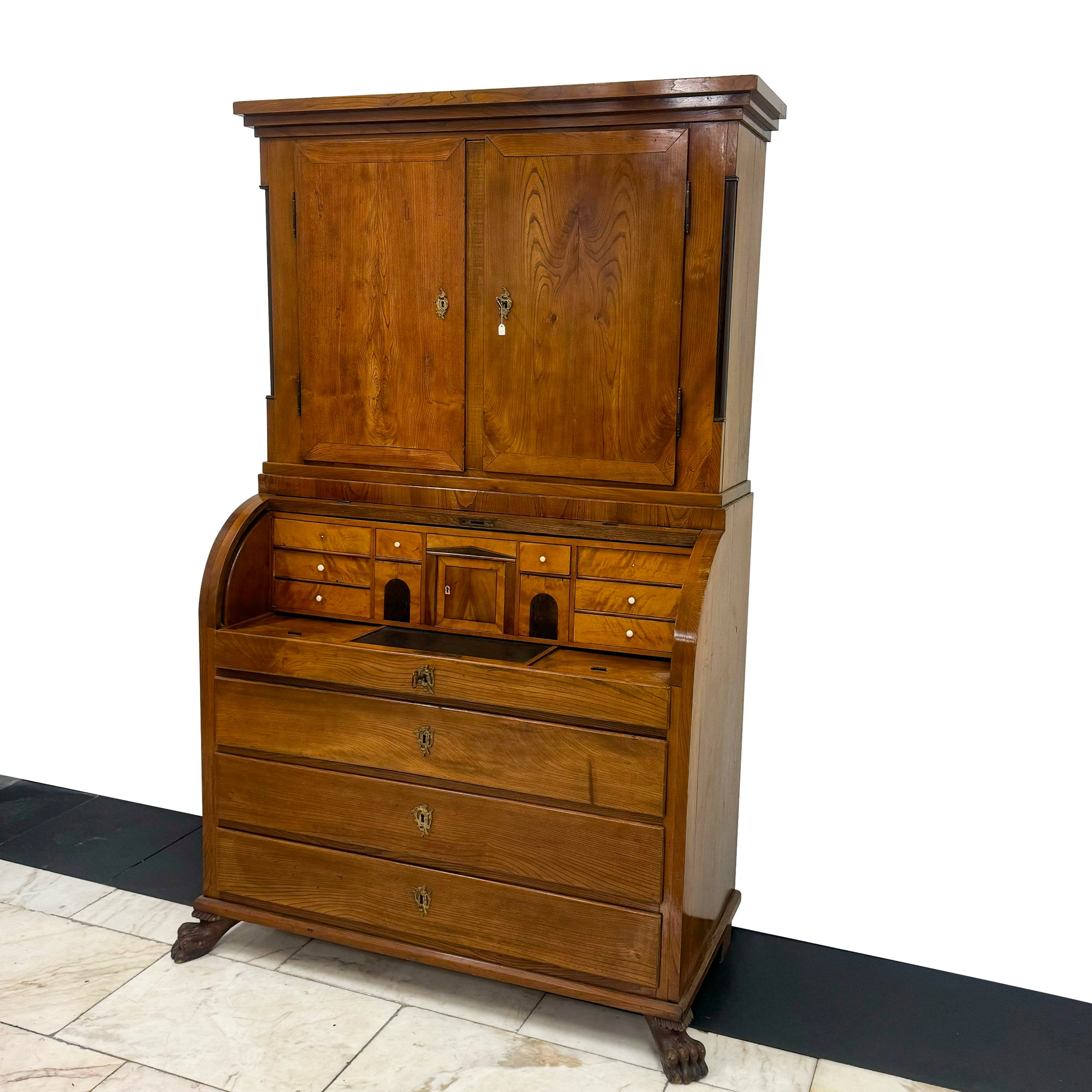 Antique 18th Century European Cylinder Bureau Bookcase | The Architectural Forum