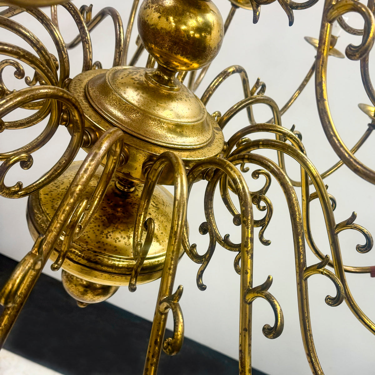 Reclaimed Antique Dutch Style 2 Tier Brass Chandelier | 24 Arms | 1 of a Pair