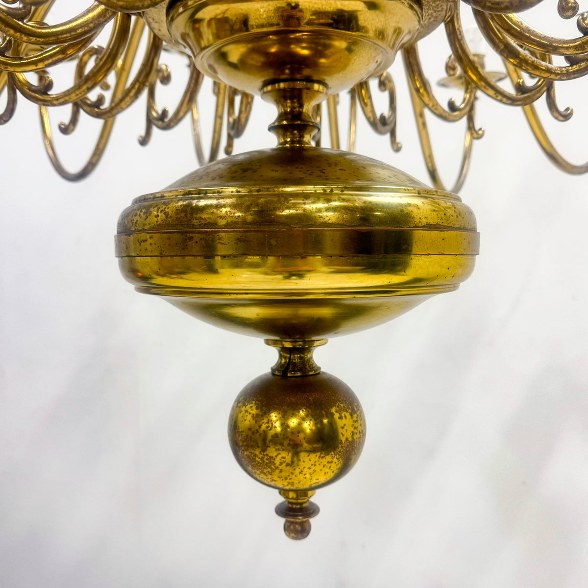 Reclaimed Antique Dutch Style 2 Tier Brass Chandelier | 24 Arms | 1 of a Pair | The Architectural Forum