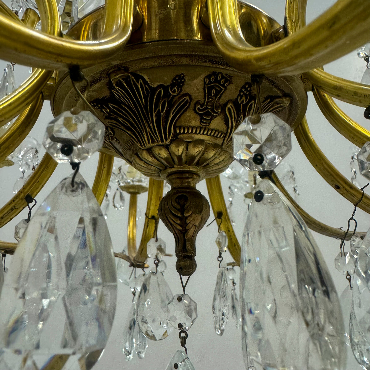 Antique Brass and Crystal Chandelier | 18 Arms | The Architectural Forum