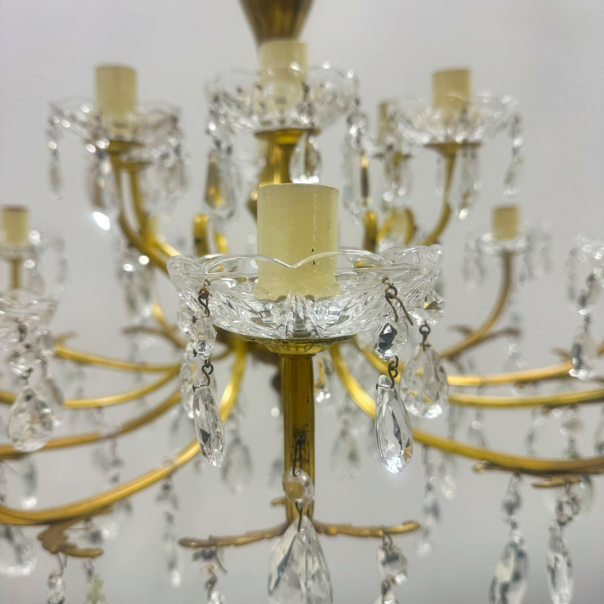 Antique Brass and Crystal Chandelier | 18 Arms | The Architectural Forum