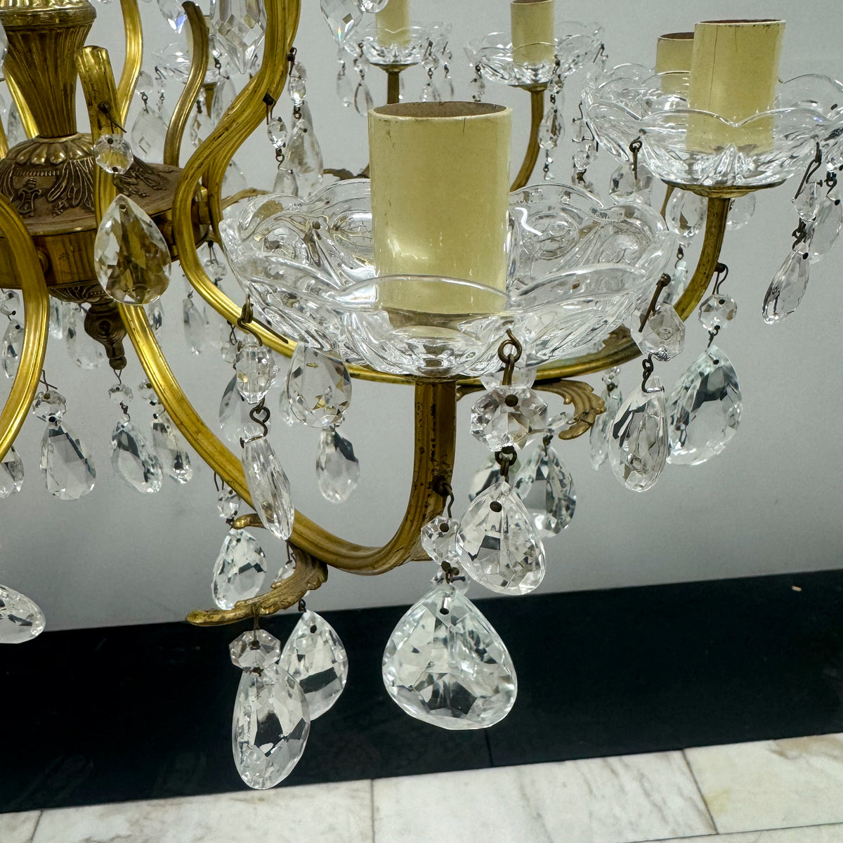 Antique Brass and Crystal Chandelier | 18 Arms | The Architectural Forum