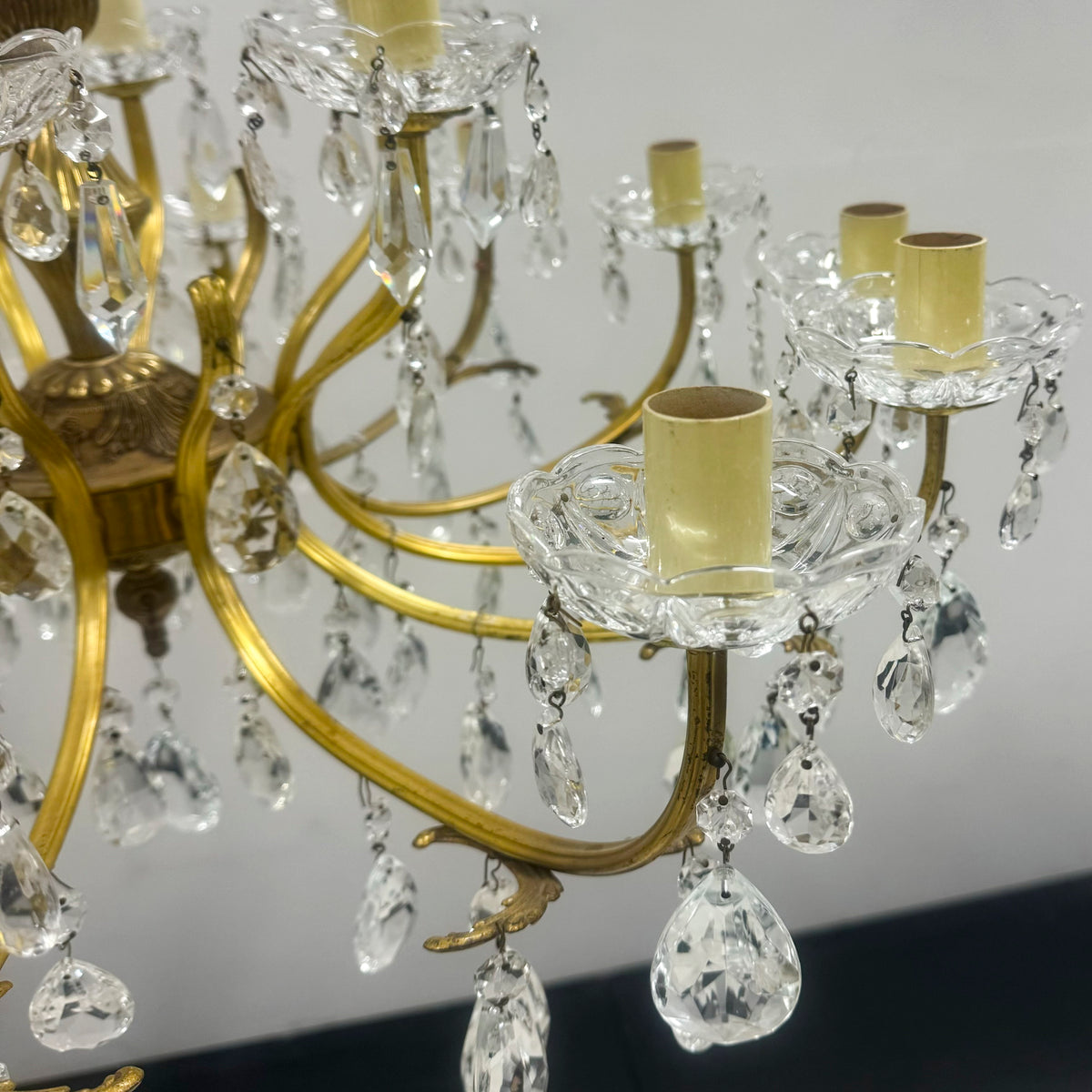 Antique Brass and Crystal Chandelier | 18 Arms | The Architectural Forum