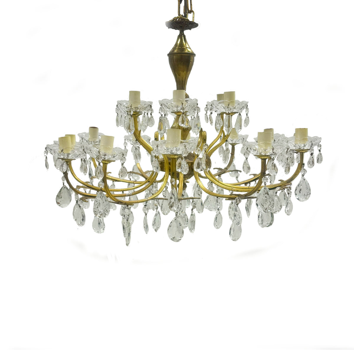 Antique Brass and Crystal Chandelier | 18 Arms | The Architectural Forum