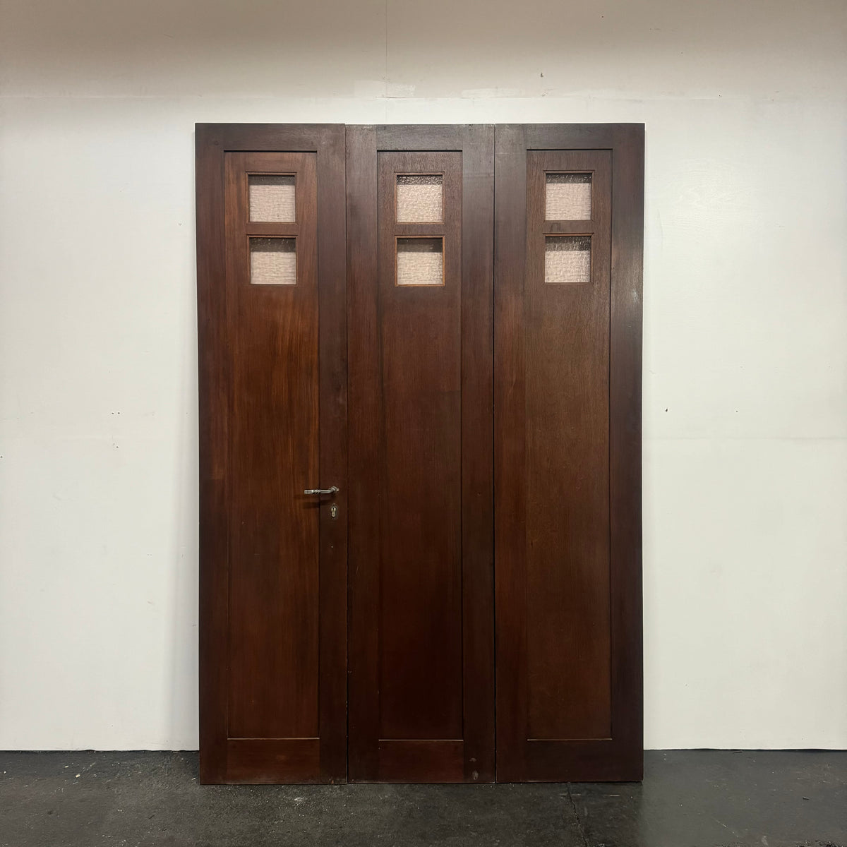 Antique Mahogany Glazed Tri-Fold Door - 235cm x 159cm | The Architectural Forum