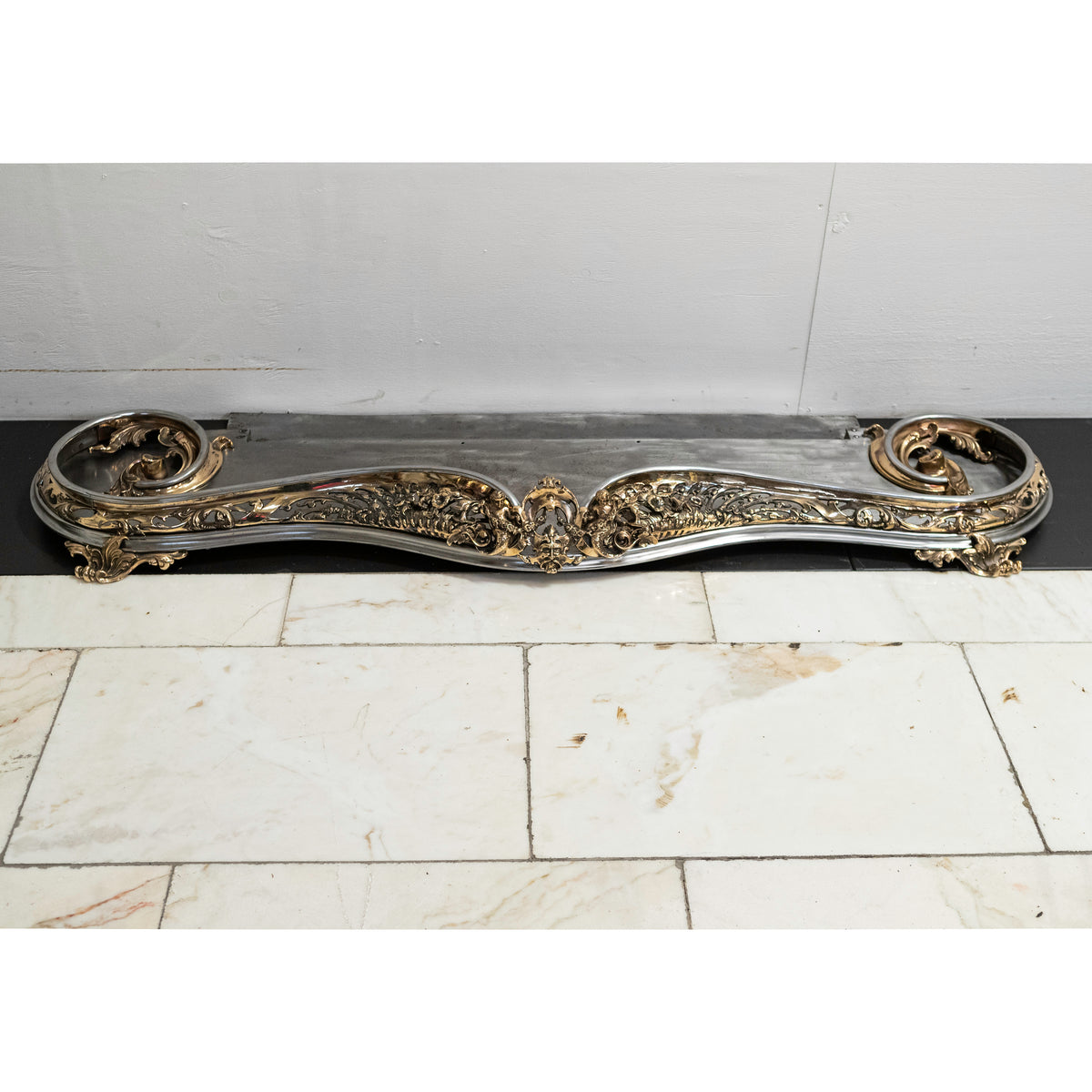 Antique Serpentine Rococo Fireplace Fender