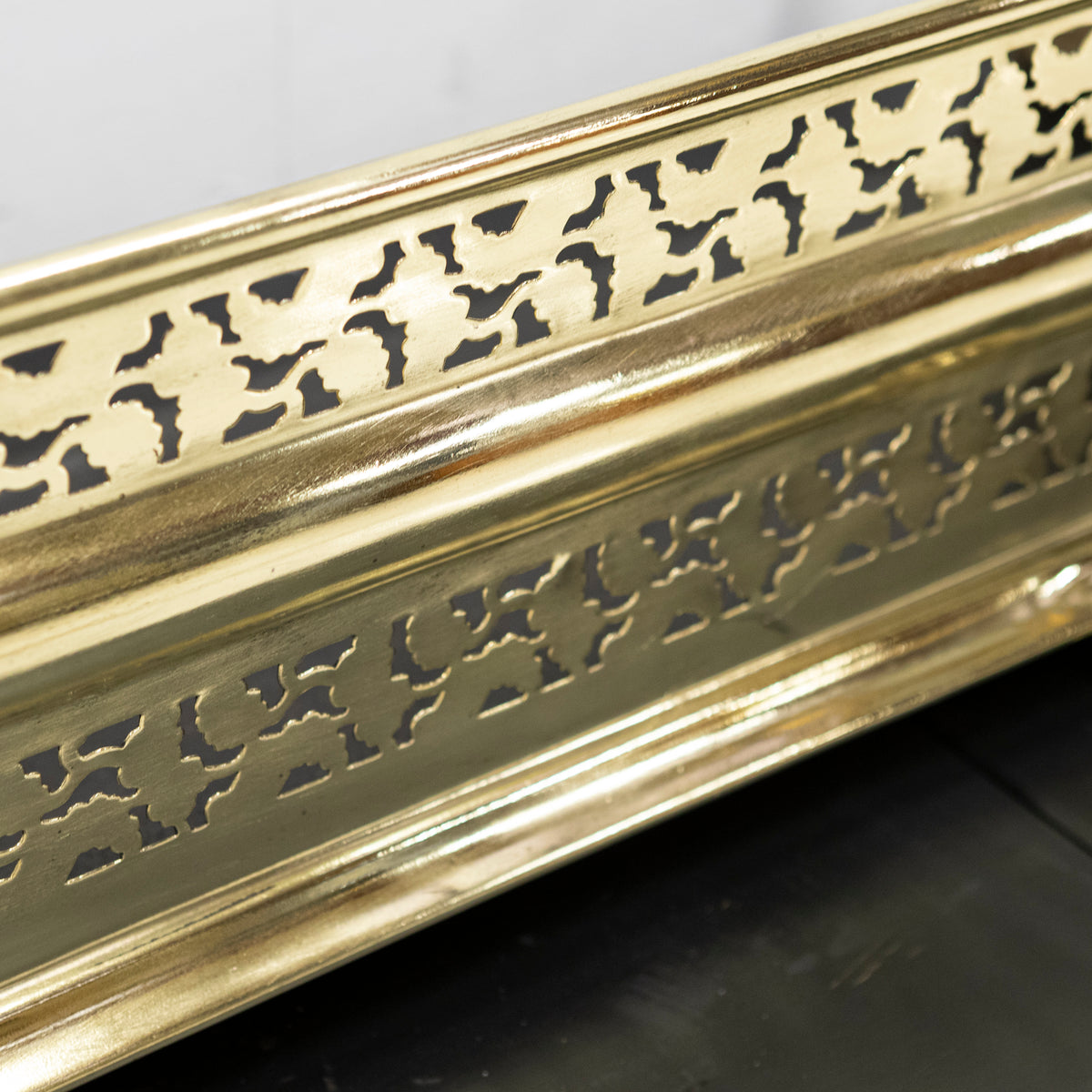 Early 19th Century Antique Brass Fireplace Fender with Lion&#39;s Paw Feet | The Architectural Forum