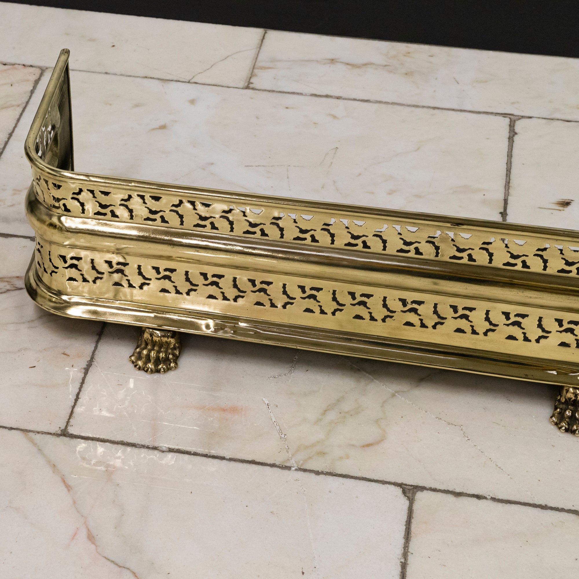 Early 19th Century Antique Brass Fireplace Fender with Lion's Paw Feet | The Architectural Forum