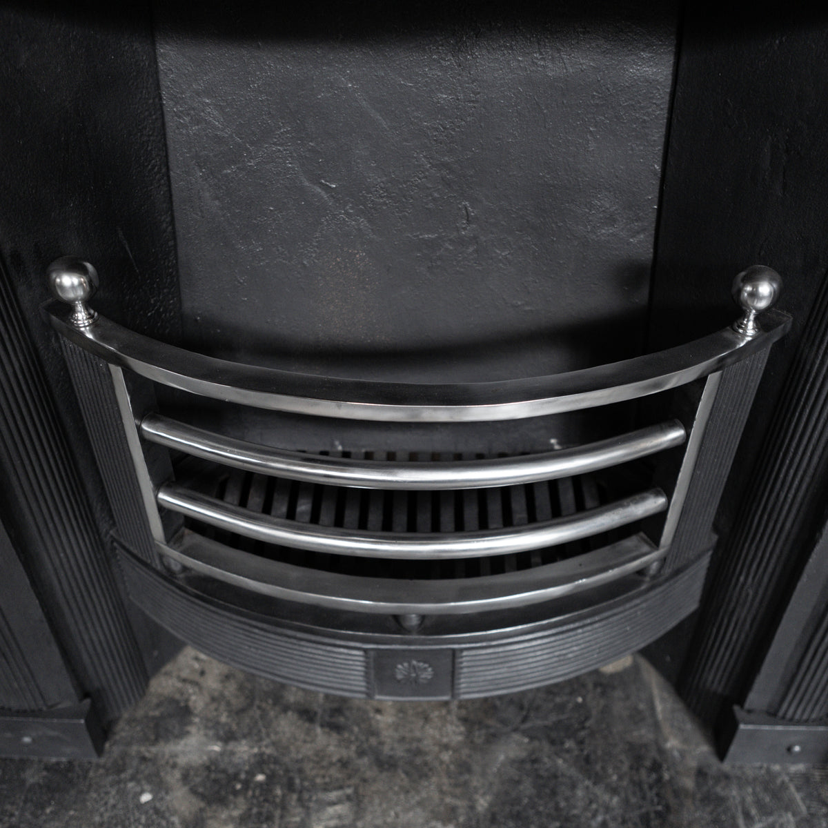 Antique Cast Iron Fireplace Insert with Polished Bars | The Architectural Forum