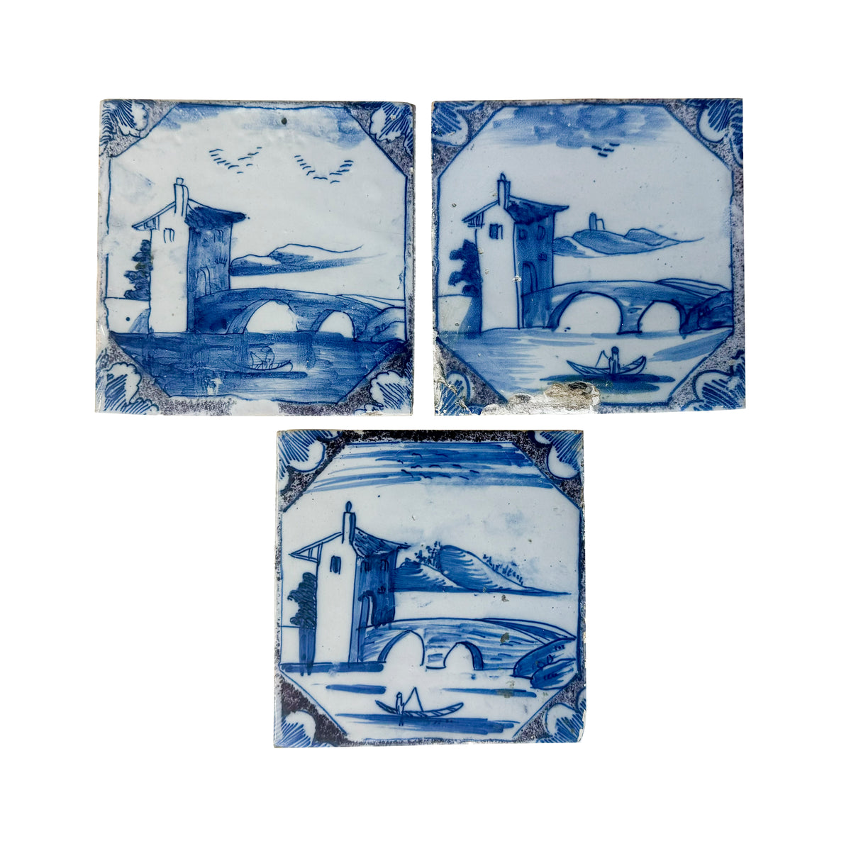 3 Antique 18th Century Dutch Delft Tiles | The Architectural Forum