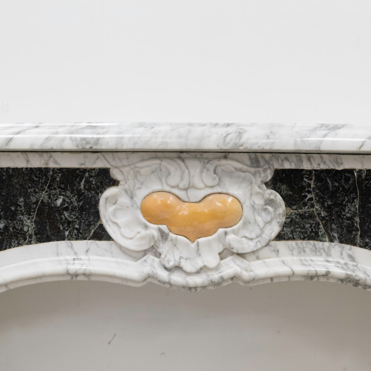 18th Century French Provençal Carrara Brocatelle &amp; Verde Marble Chimneypiece