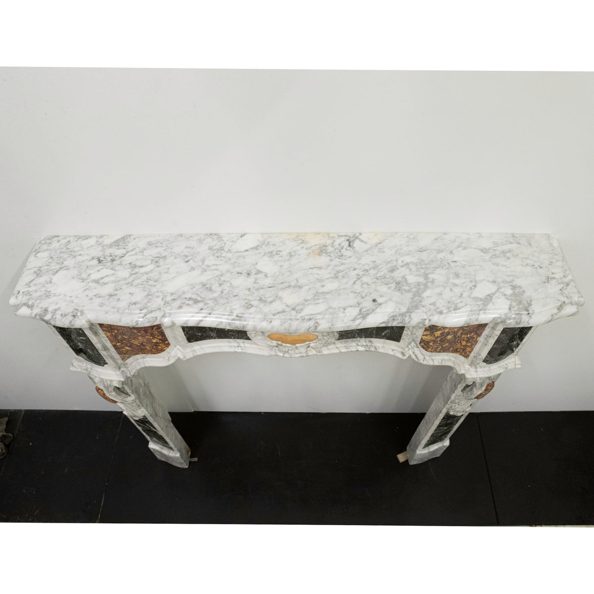 18th Century French Provençal Carrara Brocatelle &amp; Verde Marble Chimneypiece