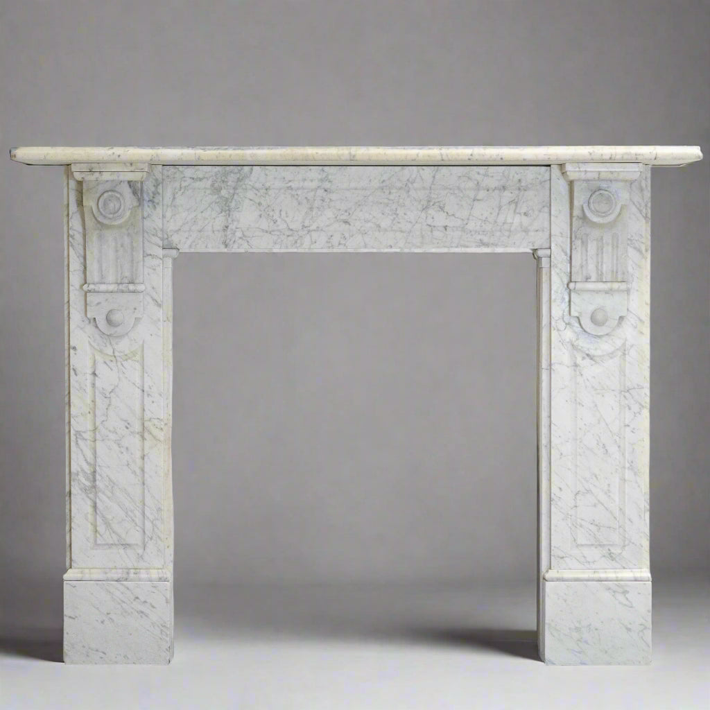 Antique Carrara Marble Fireplace Surround with Corbels | The Architectural Forum