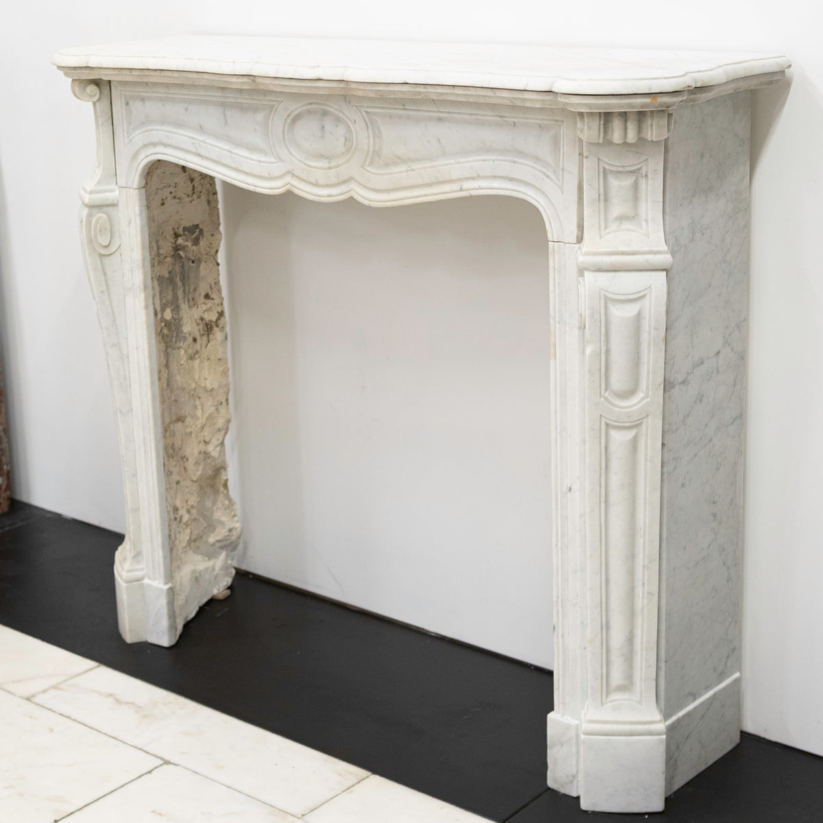 Antique French Style Louis Pompadour Marble Fireplace