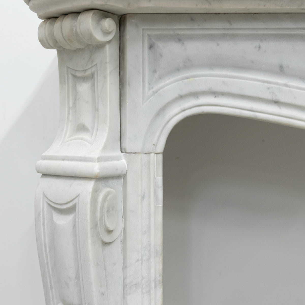 Antique French Style Louis Pompadour Marble Fireplace