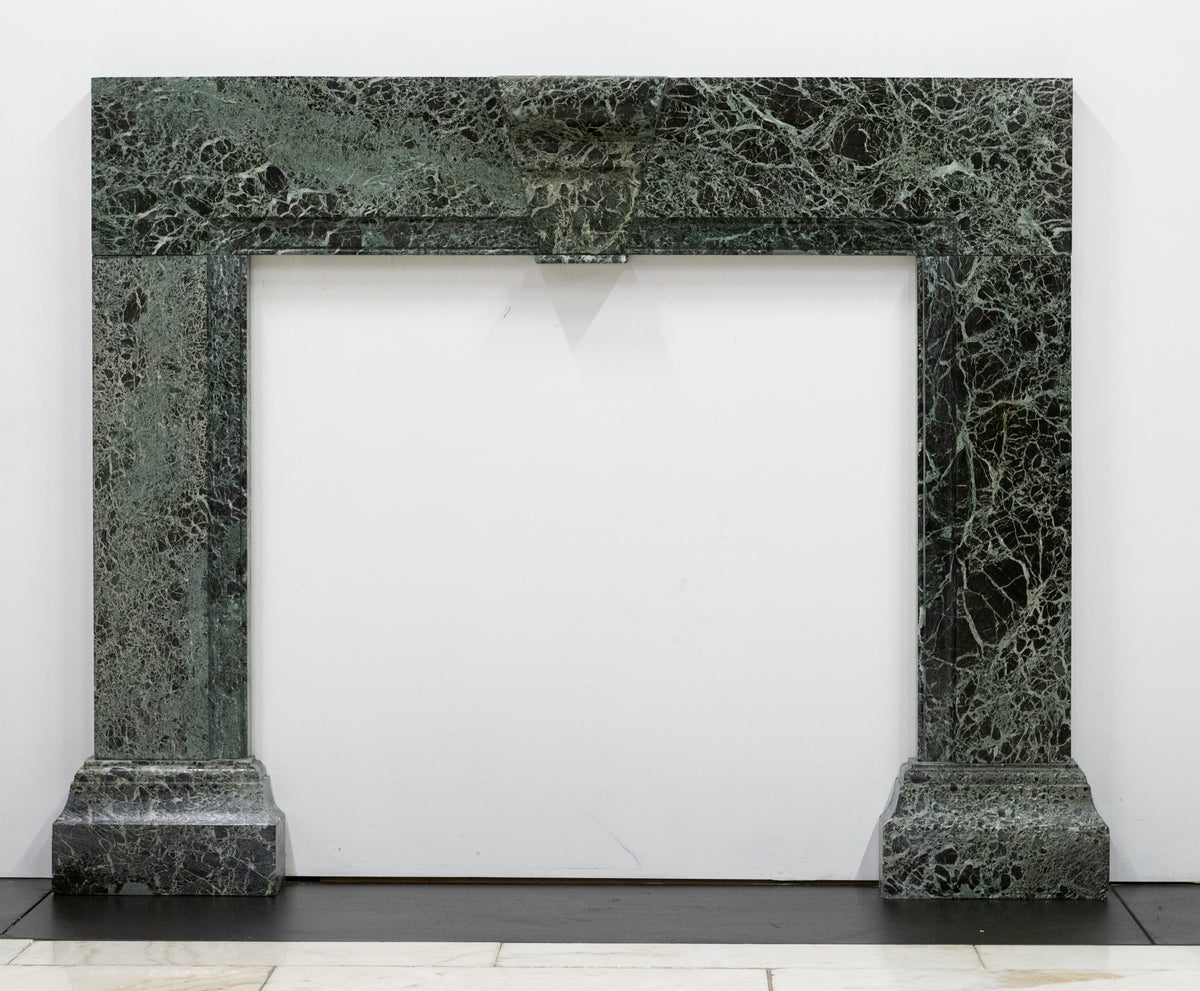 Large Green Verde Marble Fireplace Surround