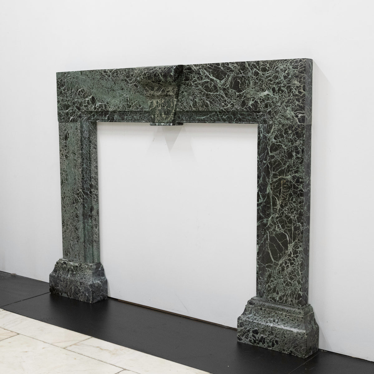 Large Green Verde Marble Fireplace Surround