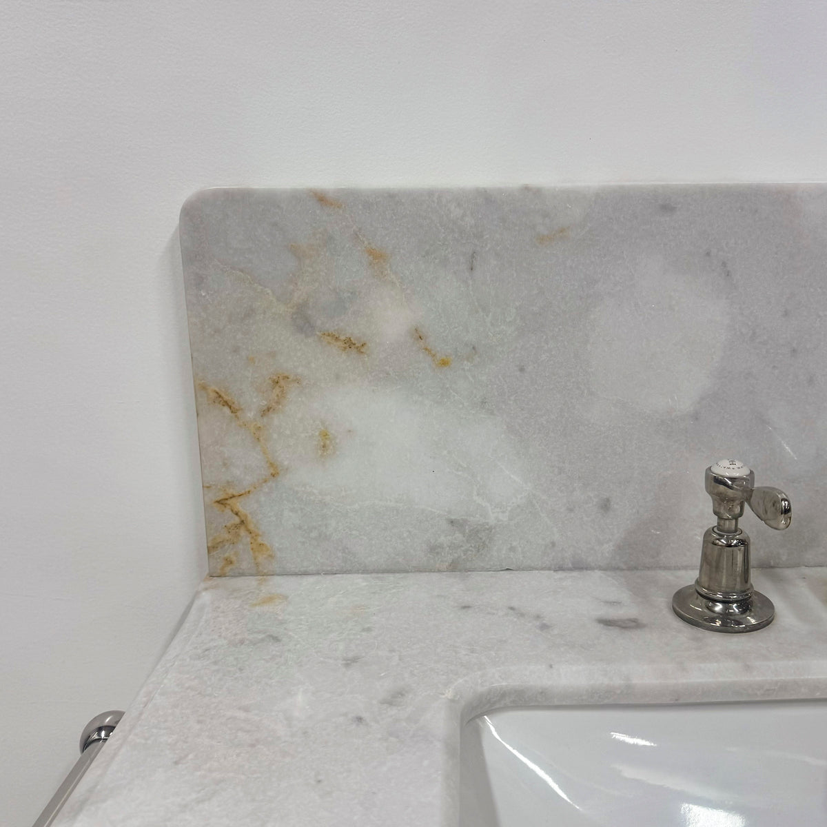 Reproduction French 1920&#39;s Single Marble Basin on Chrome Legs | The Architectural Forum