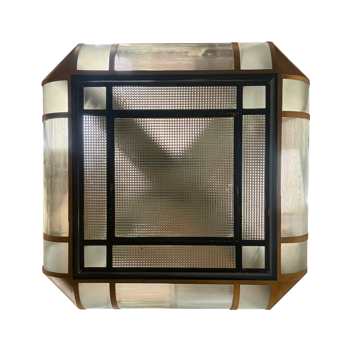 Grand Antique Art Deco Opal Glass &amp; Iron Light | 4 Available | The Architectural Forum