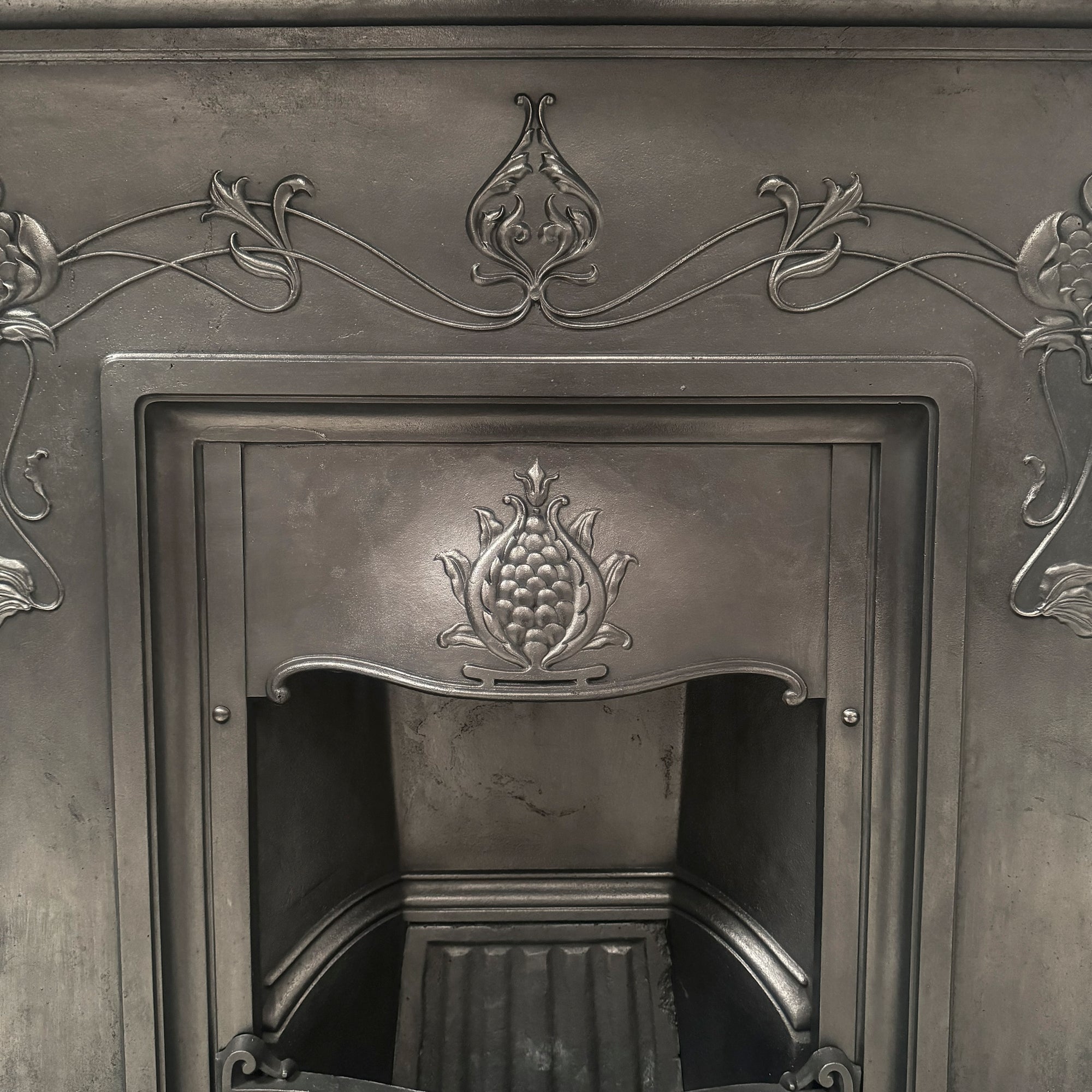 Antique Cast Iron Art Nouveau Combination Fireplace | The Architectural Forum