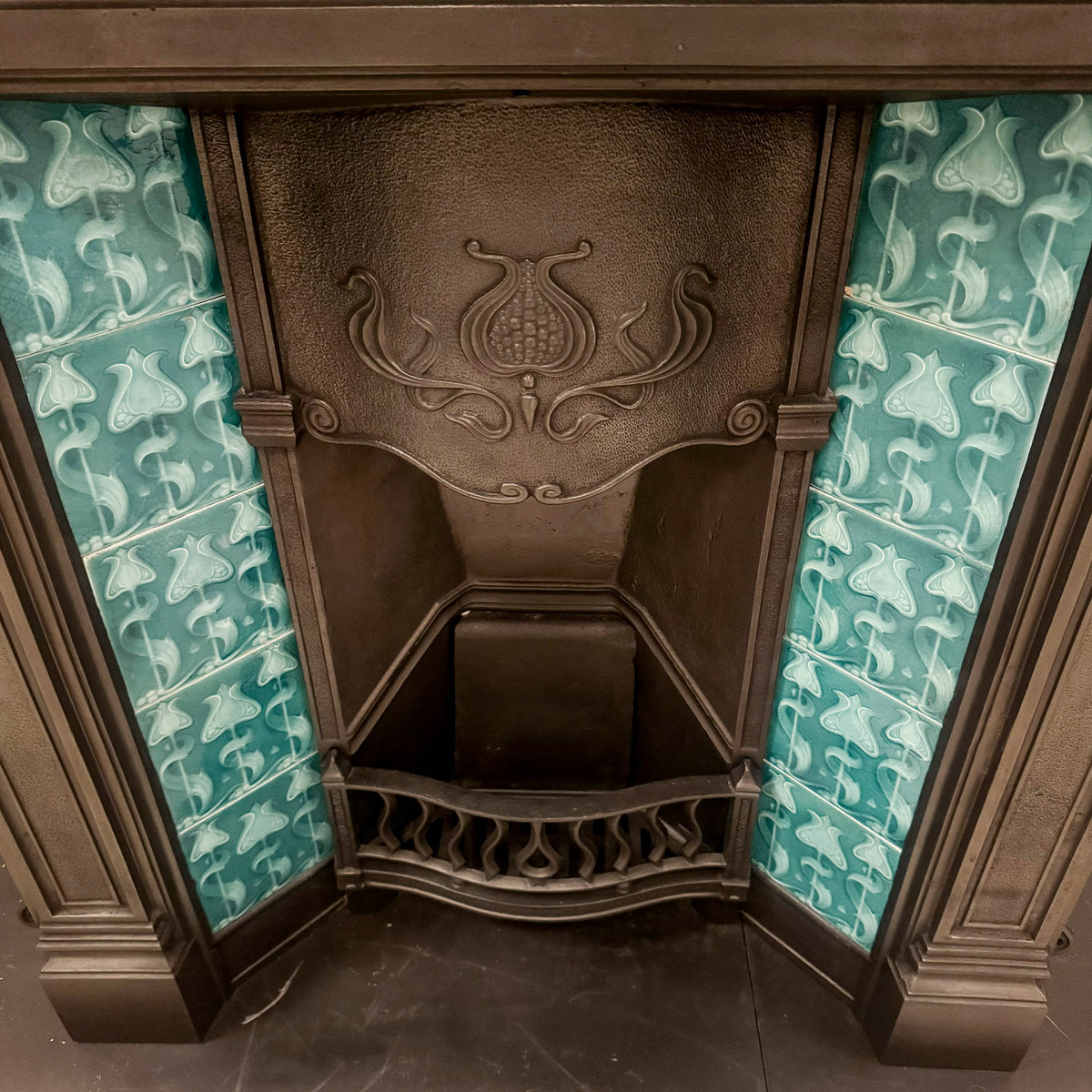 Antique Cast Iron Art Nouveau Combination Fireplace | The Architectural Forum