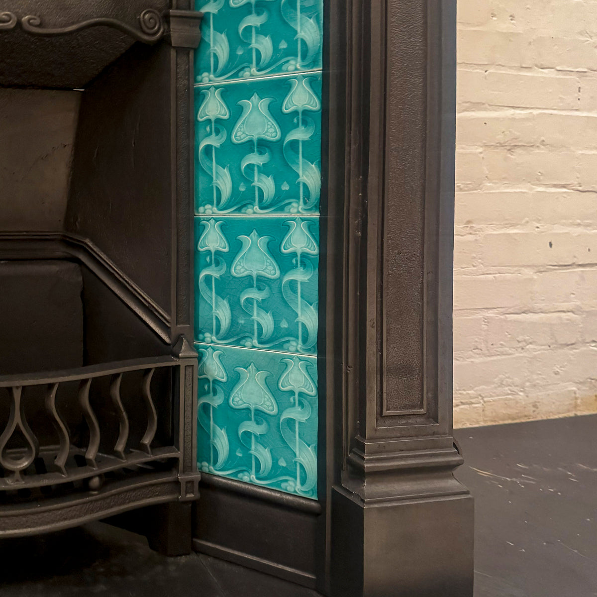 Antique Cast Iron Art Nouveau Combination Fireplace | The Architectural Forum