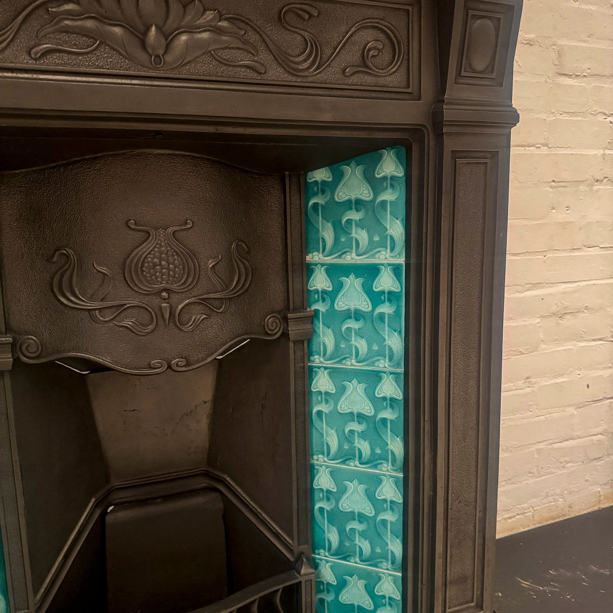 Antique Cast Iron Art Nouveau Combination Fireplace | The Architectural Forum