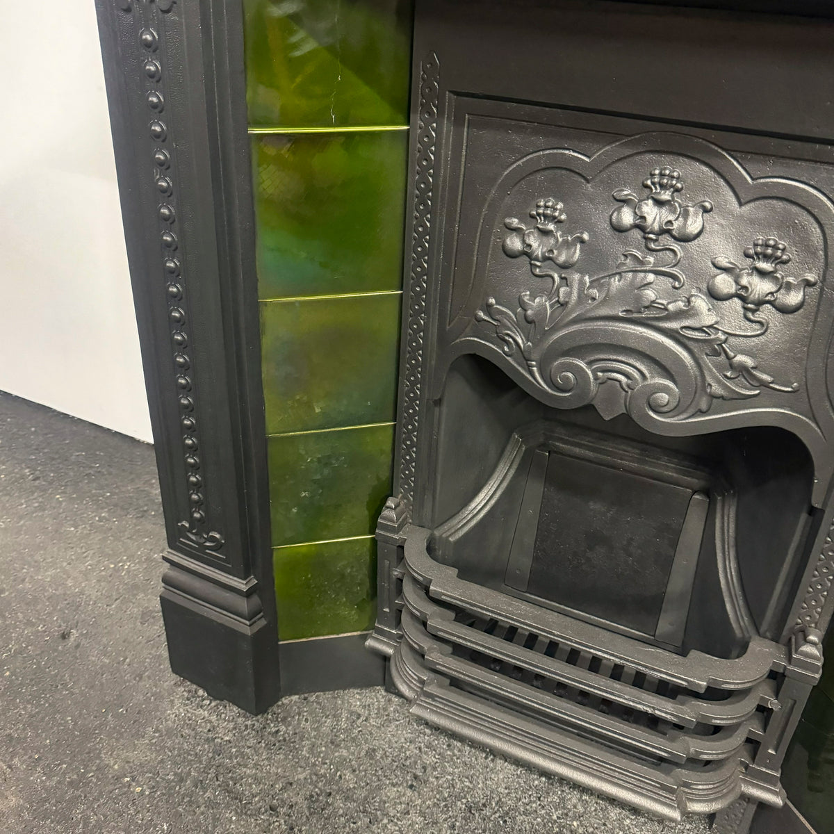 Antique Cast Iron Art Nouveau Tiled Combination Fireplace | The Architectural Forum