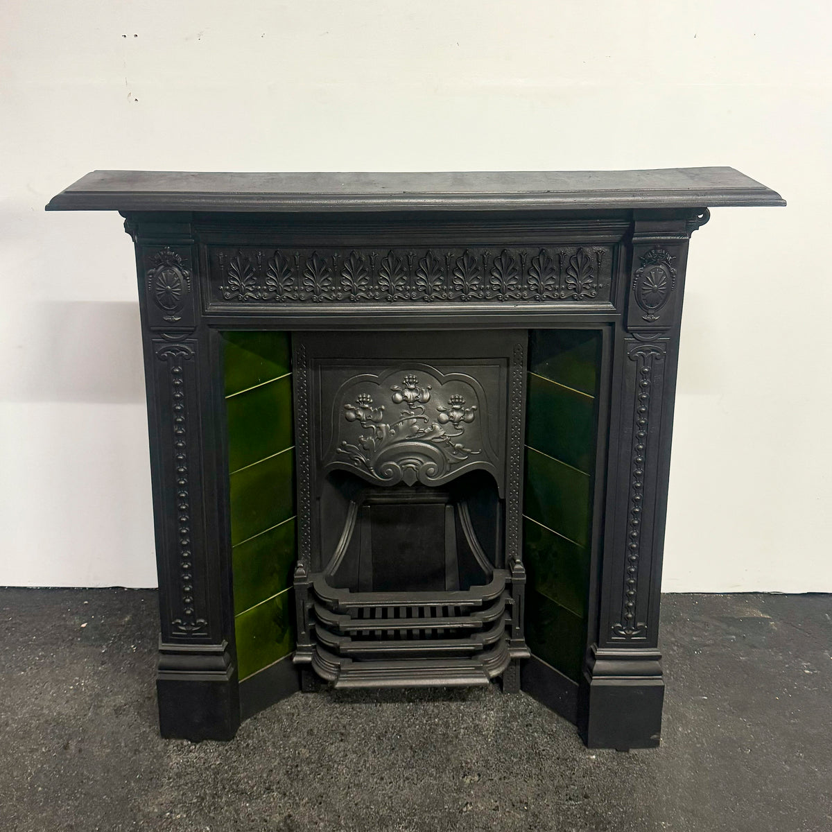 Antique Cast Iron Art Nouveau Tiled Combination Fireplace | The Architectural Forum