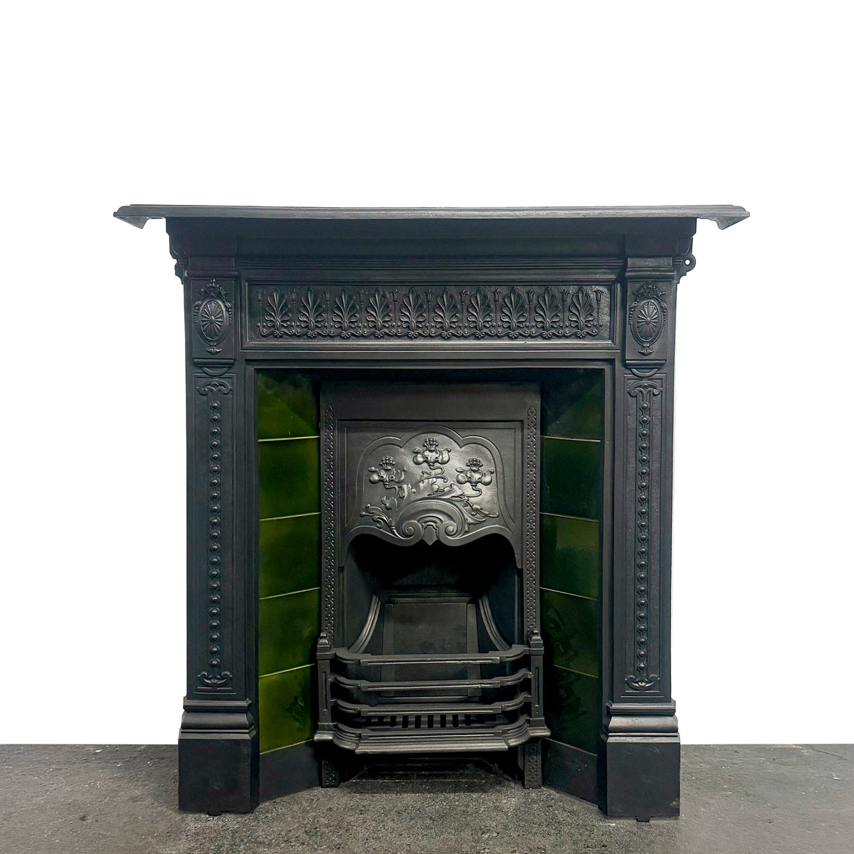 Antique Cast Iron Art Nouveau Tiled Combination Fireplace | The Architectural Forum