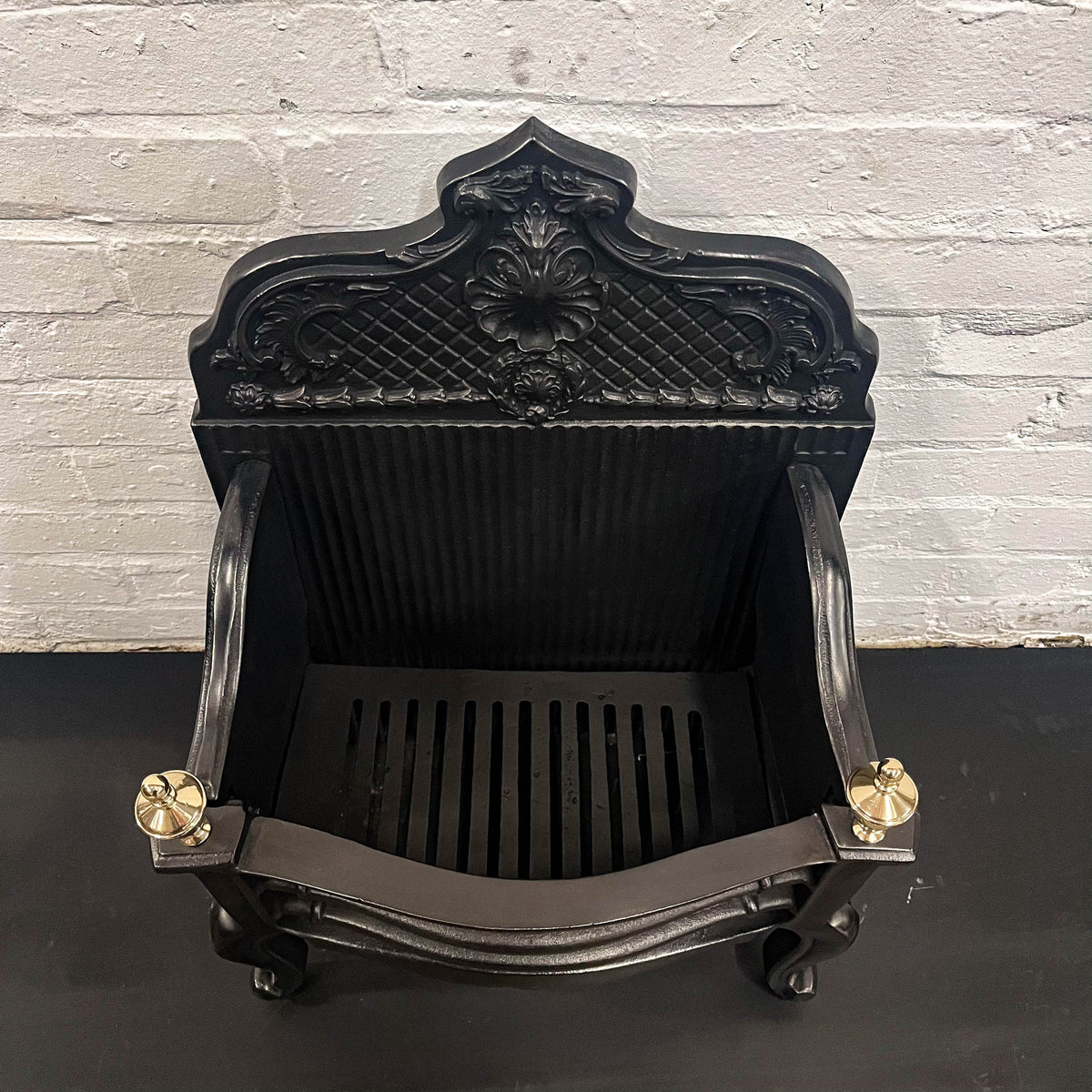 Reclaimed Cast Iron Fire Basket with Finials | The Architectural Forum