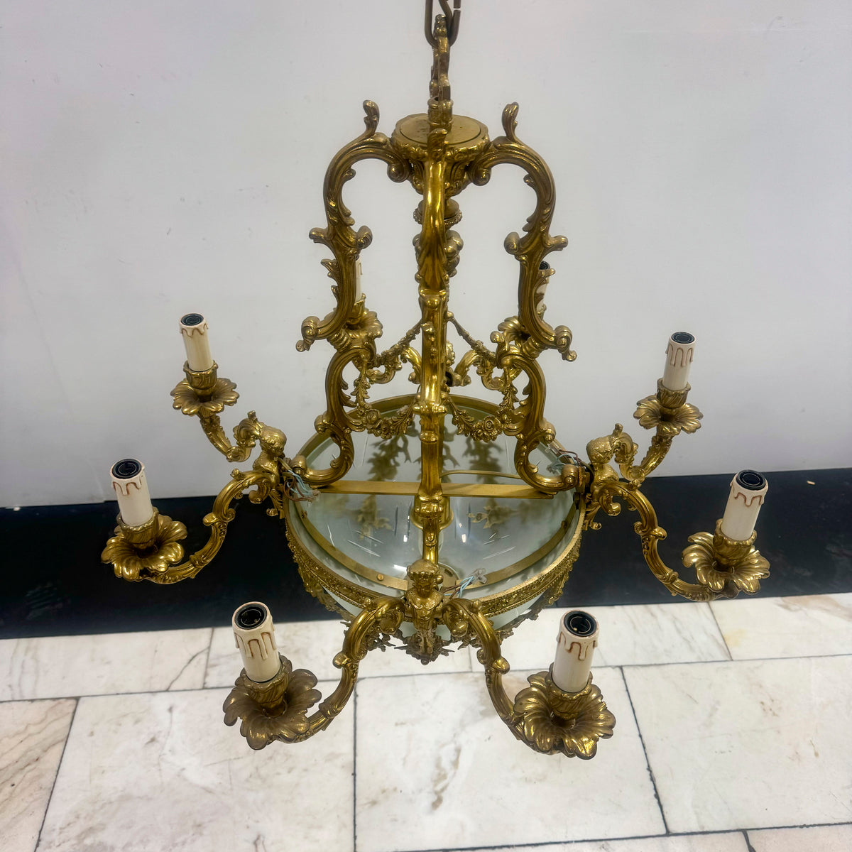 Reclaimed Antique Brass Chandelier | 8 arm