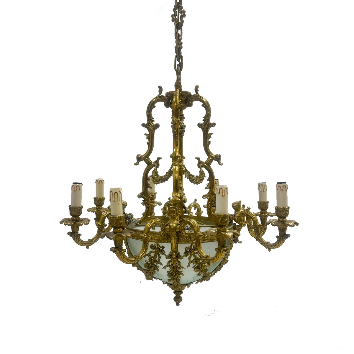 Reclaimed Antique Brass Chandelier | 8 arm