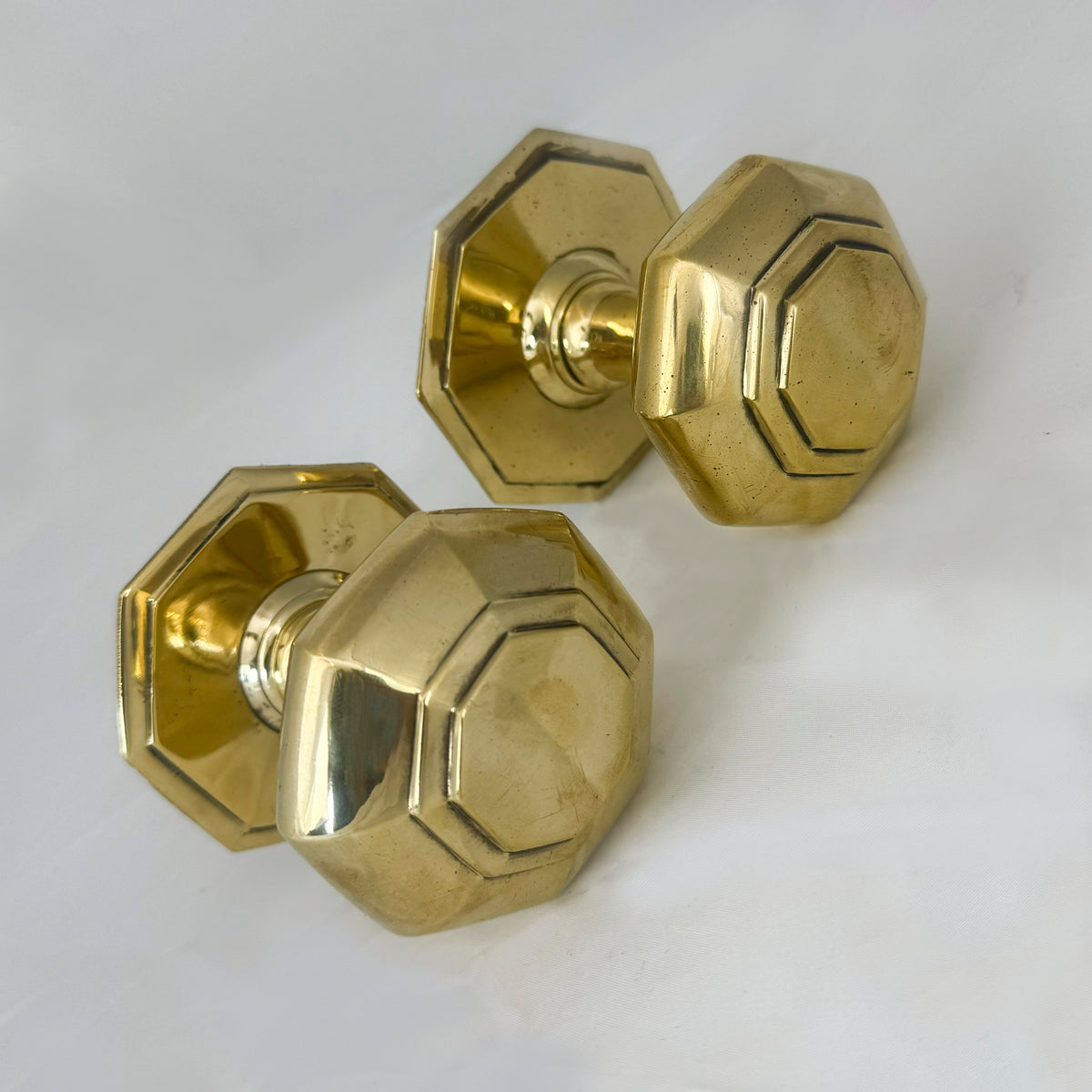 Antique Solid Octagonal Brass Pull Handles (2 available) | The Architectural Forum