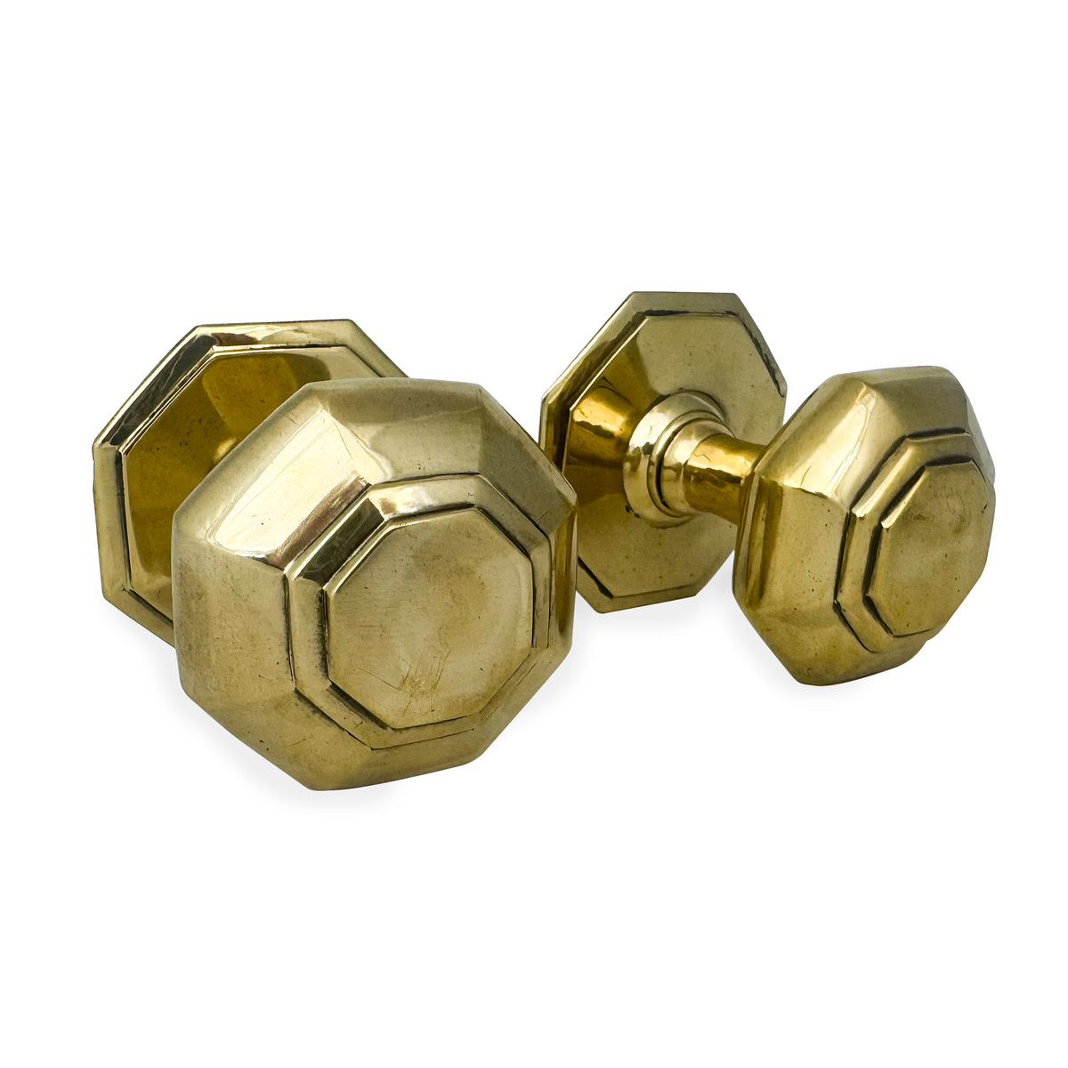 Antique Solid Octagonal Brass Pull Handles (2 available) | The Architectural Forum