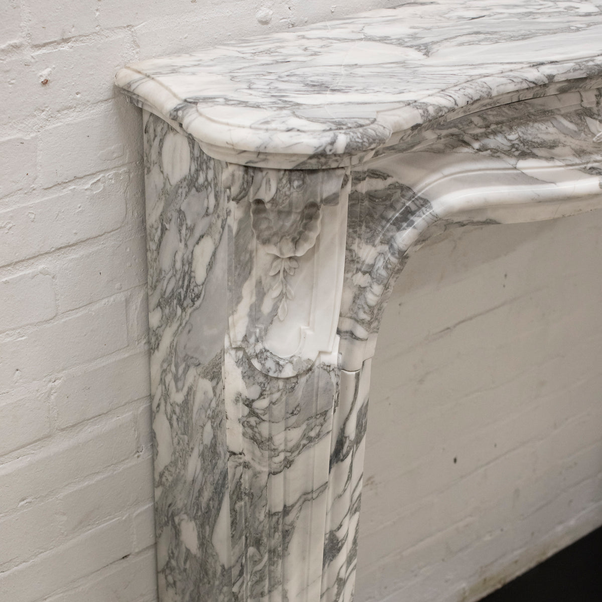 Reclaimed French Arabescato Marble Fireplace Surround - Pair Available | The Architectural Forum