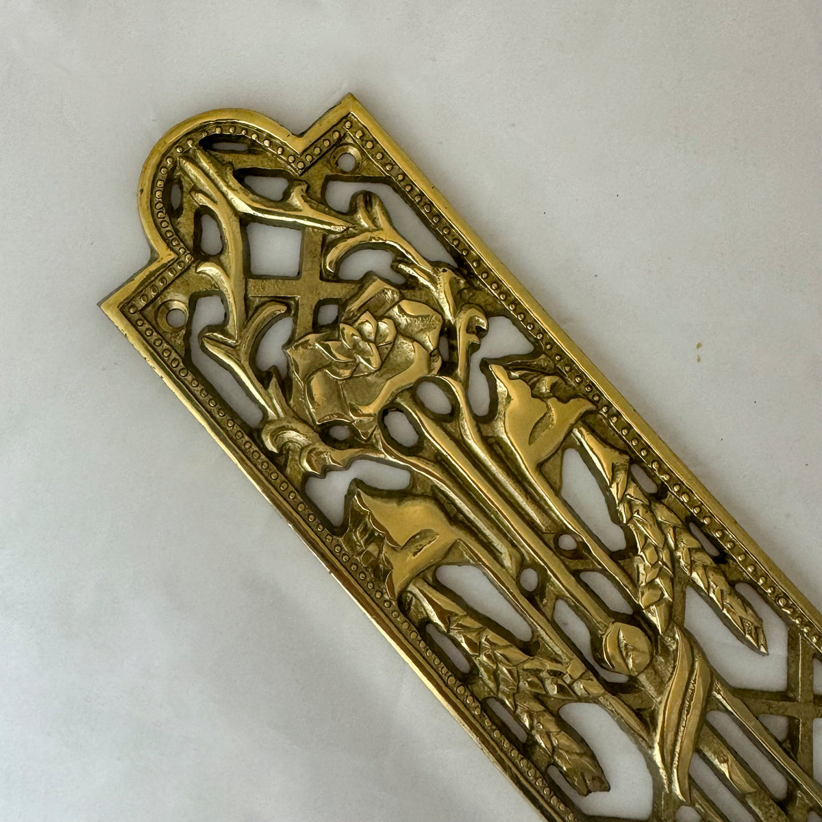 Reclaimed Brass Primrose Finger Plates - 14 Pairs Available | The Architectural Forum