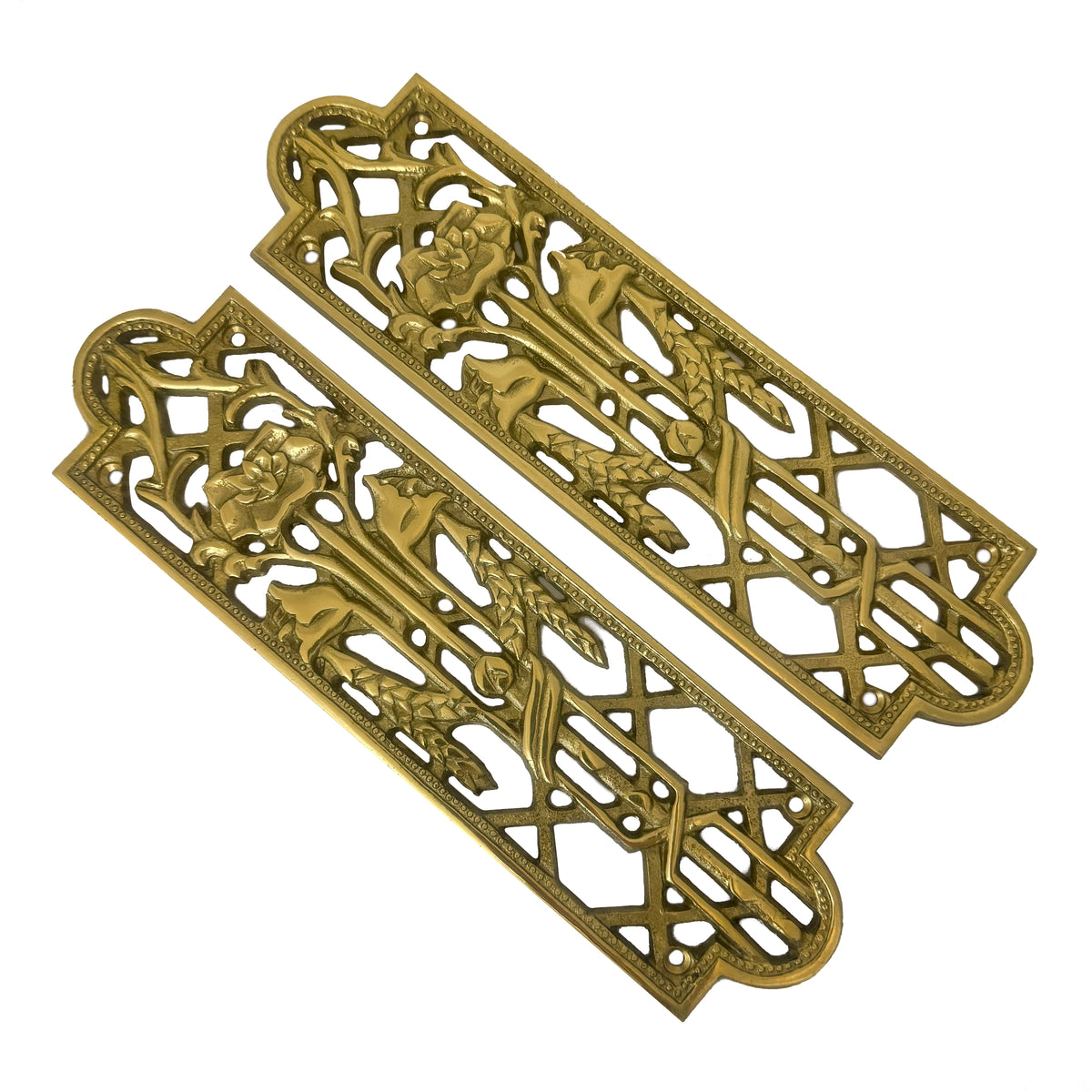 Reclaimed Brass Primrose Finger Plates - 14 Pairs Available | The Architectural Forum