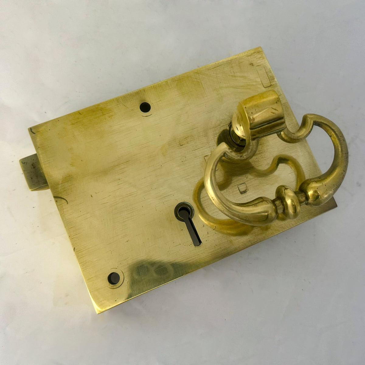 Antique Brass Rim Lock with Dutch Drop Handles | The Architectural Forum