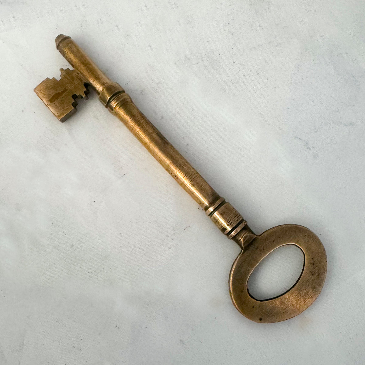 Antique Brass Rim Lock with Dutch Drop Handles and Key | The Architectural Forum