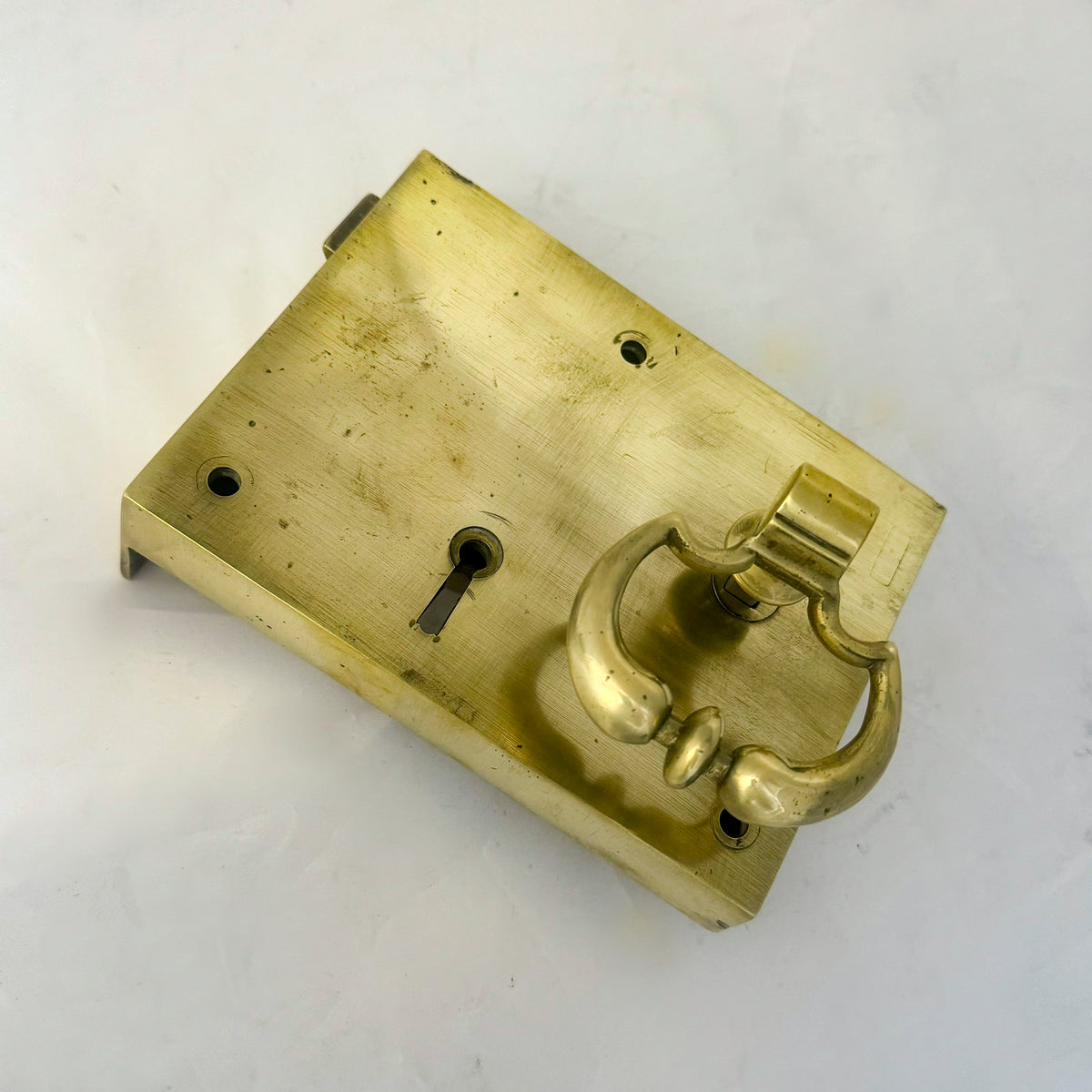 Antique Brass Rim Lock with Dutch Drop Handles and Key | The Architectural Forum