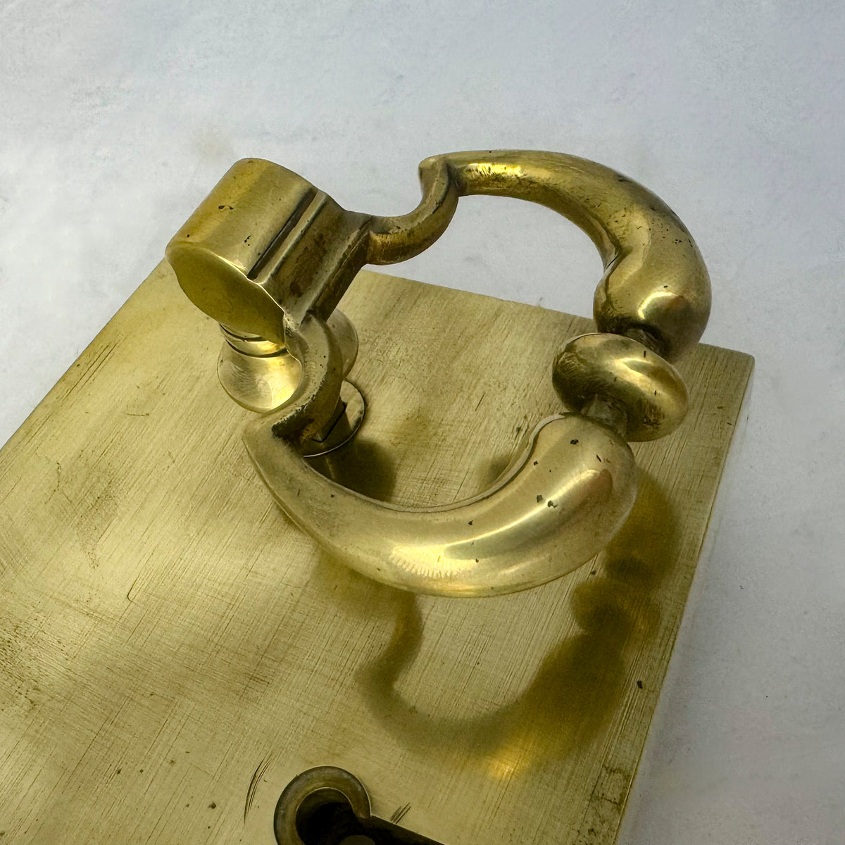 Antique Brass Rim Lock with Dutch Drop Handles and Key | The Architectural Forum