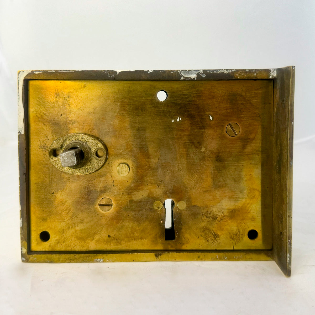 Antique Brass Rim Lock with Dutch Drop Handles and Key | The Architectural Forum