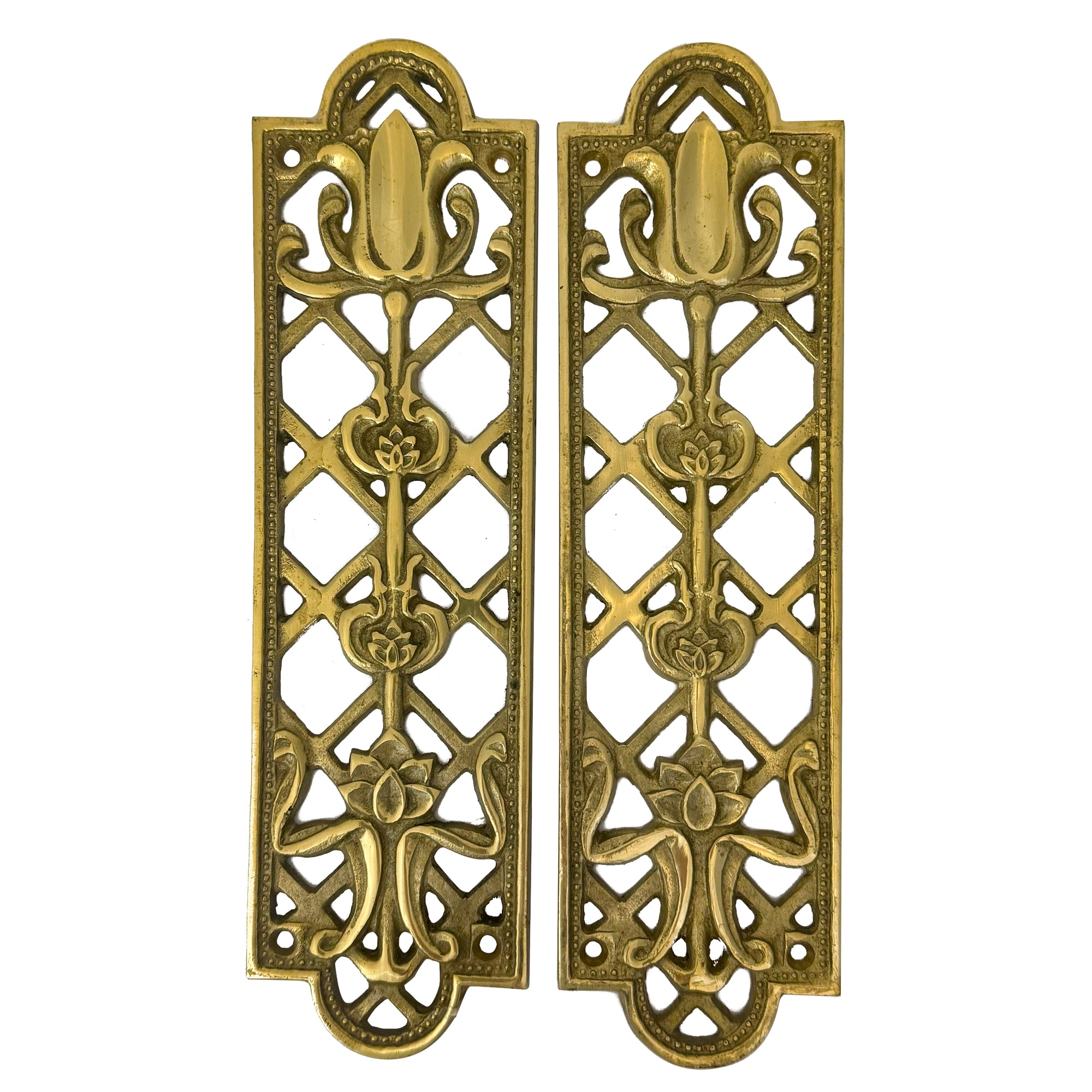 Reclaimed Brass Tulip Finger Plates - 10 Pairs Available | The Architectural Forum