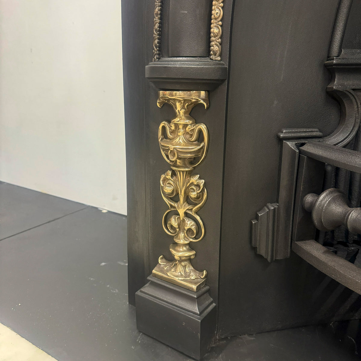 Antique Victorian Arched Cast Iron Insert with Brass | The Architectural Forum